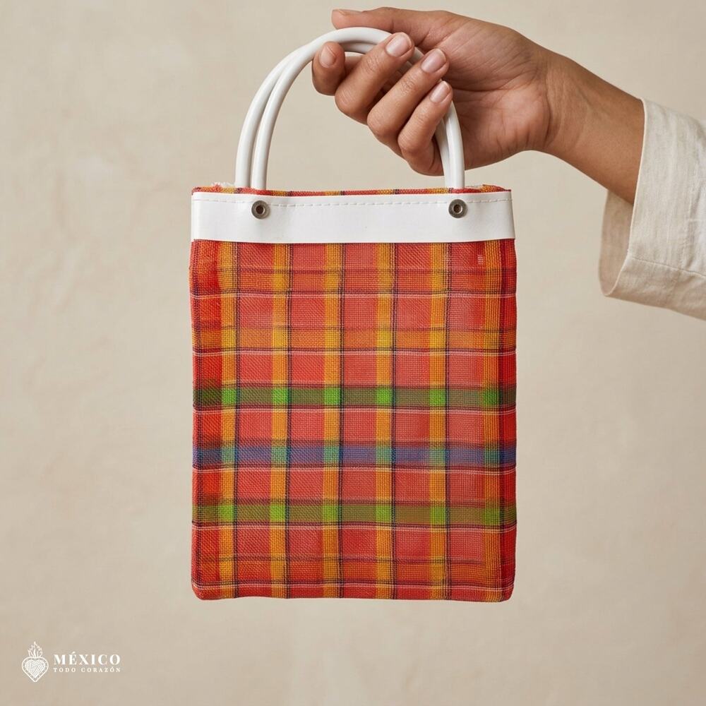 Mini Mexican Market Bag – Reusable Plastic Tote, Traditional Handcrafted Style
